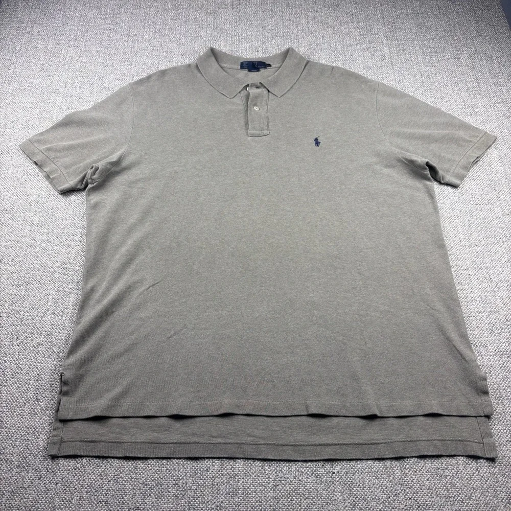 Polo Ralph Lauren Big XL Gray Short Sleeve Polo Shirt Blue Pony Cotton